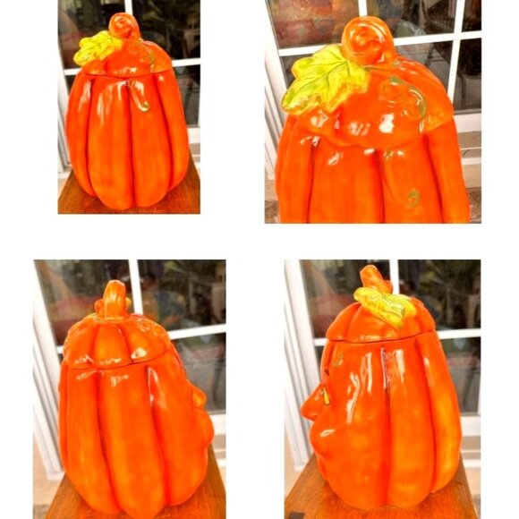 VTG Halloween Anthropomorphic Pumpkin Cookie Jar Ceramic Happy Jack O Lantern - Picture 6 of 12